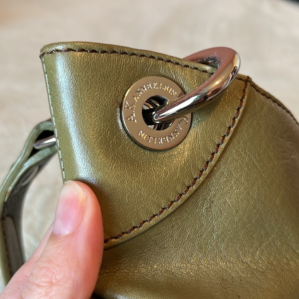 Anne Klein Leather Purse Shoulder Bag Army Olive Green - Picture 6 of 13